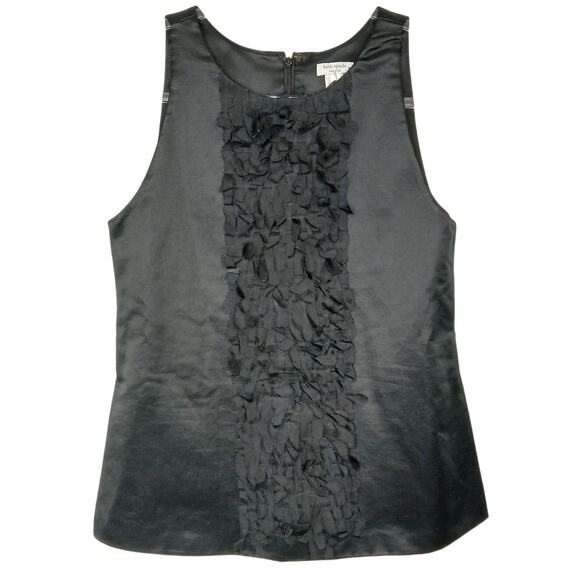 Kate Spade Black Silk Ruffle Blouse Womens 4 CorpCore Office Work Career Classy - Picture 1 of 10